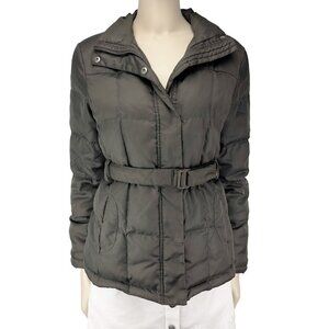ESPRIT COLLECTION Quilted Down Feather‎ Winter Puffer Belted Green Coat Size 4